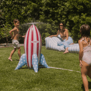 Inflatable Backyard Sprinkler Red and White Stripe Rocket 4th of July